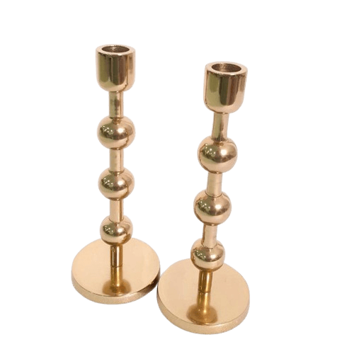 ALUMINIUM TAPER CANDLE HOLDER SET OF 2